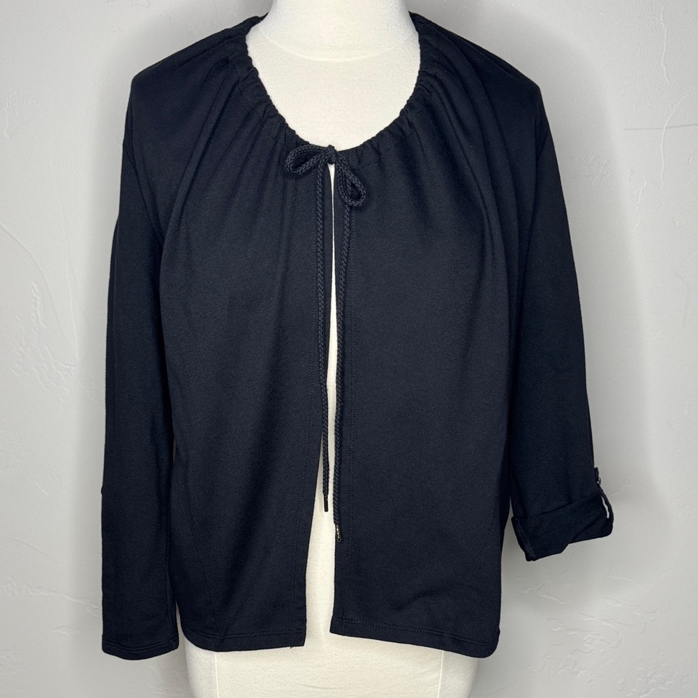 Kim Rogers Black Open Cardigan W/ Drawstring Two Looks Can Fit larger